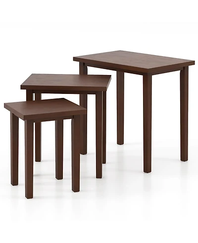 Gymax Nesting End Tables Farmhouse Rectangle Side Table Set for Living Room