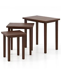 Gymax Nesting End Tables Farmhouse Rectangle Side Table Set for Living Room