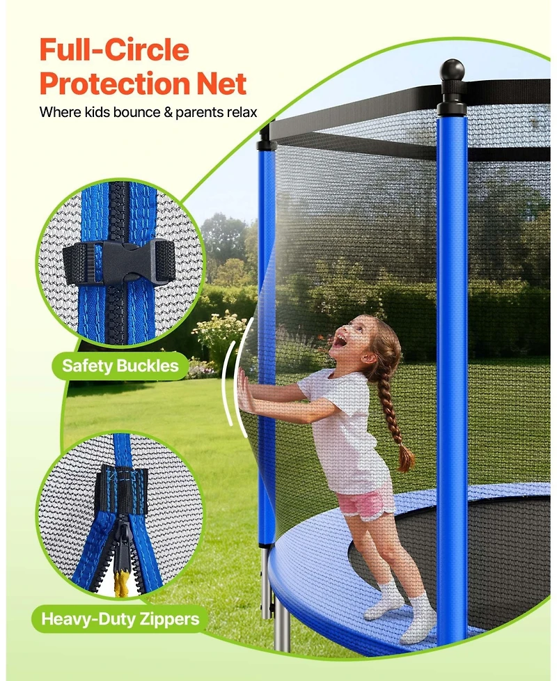 Mecale 12 Ft Outdoor Trampoline with Enclosure Net 400 lbs Capacity