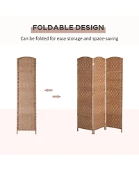 Rainsken 3 Panel Room Divider, 6FT Tall Folding Privacy Screen, Freestanding Hand-Woven Partition, for Bedroom Home Office, No Assembly Required