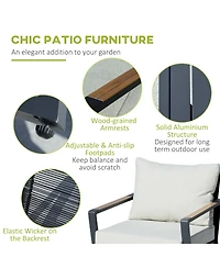 Outsunny 4 Pc Patio Furniture Set w/ Table & Cushion,
