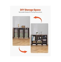 Sugift 27-Compartment Wood Literature Organizer, Office Mail Sorter with Removable Shelves, File Sorter for Home Classroom