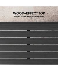 Outsunny Outdoor Dining Table for 4 Person, Square, Aluminum Metal Legs for Garden, Lawn, Patio, Woodgrain Black