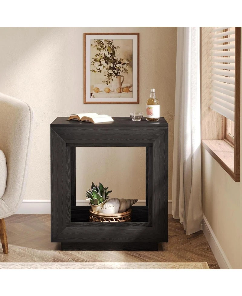 Tribesigns End Table, 24" Side Table with Storage Shelf, Farmhouse Style