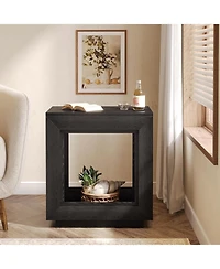 Tribesigns End Table, 24" Side Table with Storage Shelf, Farmhouse Style