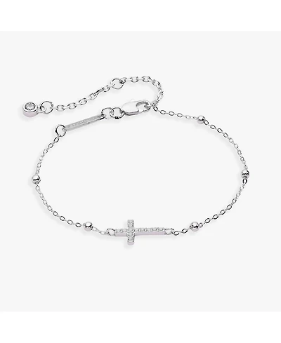 Alex and Ani Cross Delicate Pave Crystal Beaded Strand Bracelet