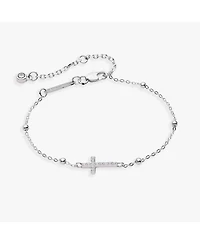 Alex and Ani Cross Delicate Pave Crystal Beaded Strand Bracelet