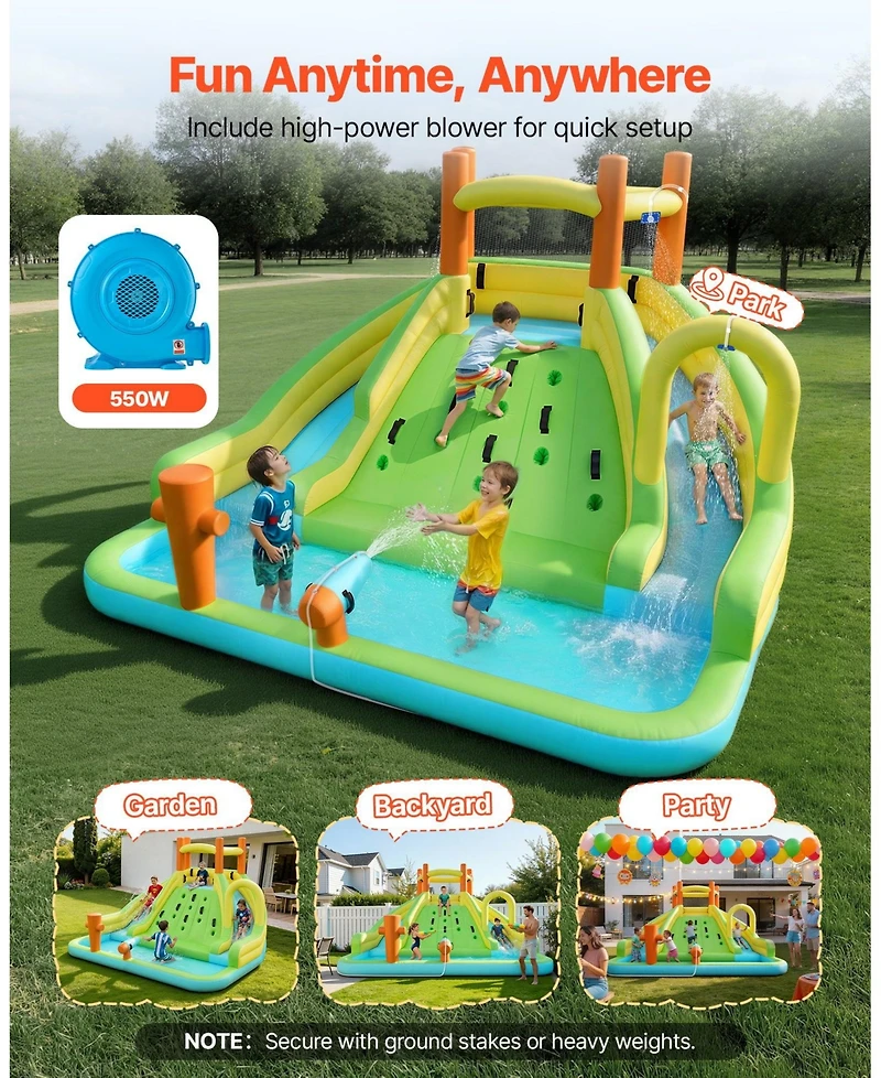 Mecale Bounce House Water Slide 13.3 x 11.4 Ft with Climbing Wall, Ages 3