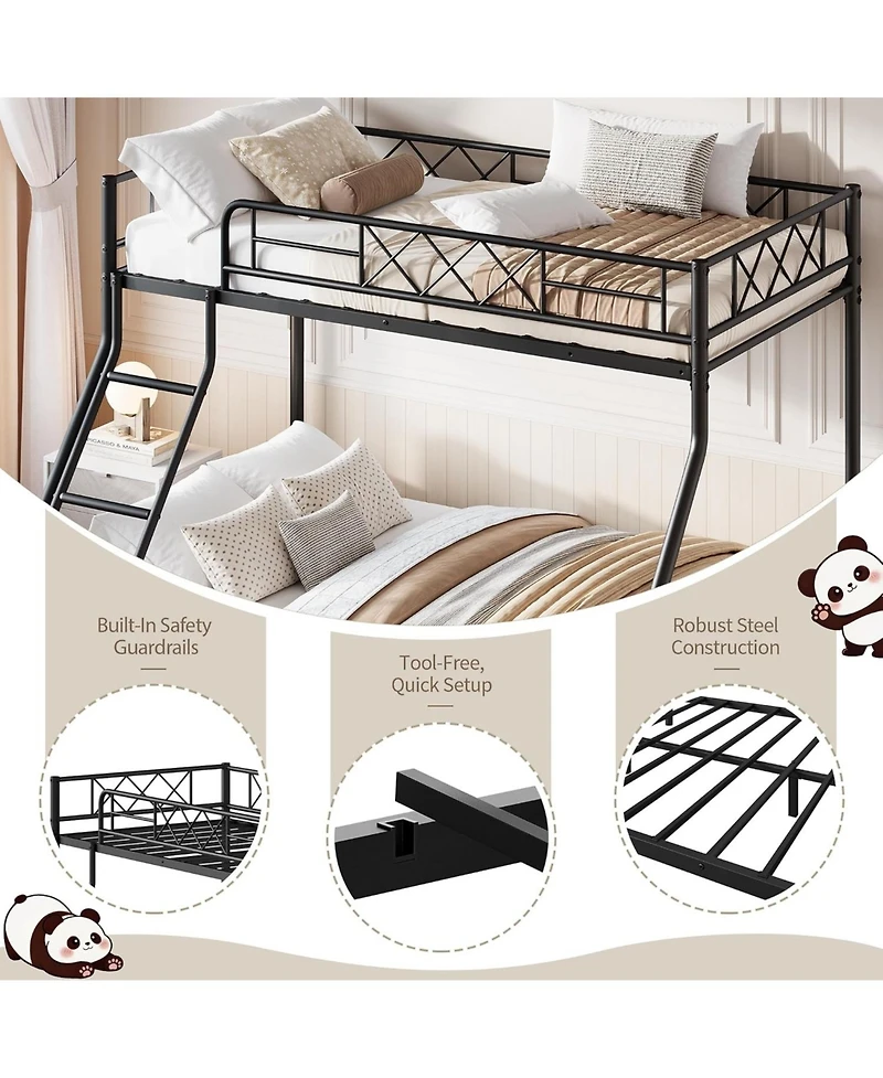 gaomon Bunk Bed Heavy Duty Metal with Ladder and Safety Rails, No Box Spring Required