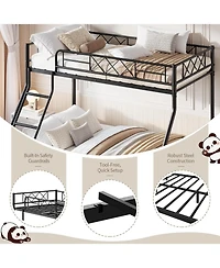 gaomon Bunk Bed Heavy Duty Metal with Ladder and Safety Rails, No Box Spring Required