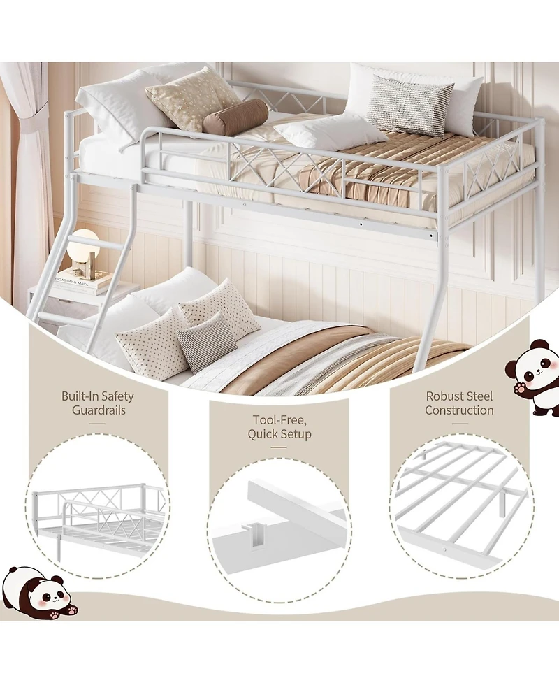 gaomon Bunk Bed Heavy Duty Metal with Ladder and Safety Rails, No Box Spring Required
