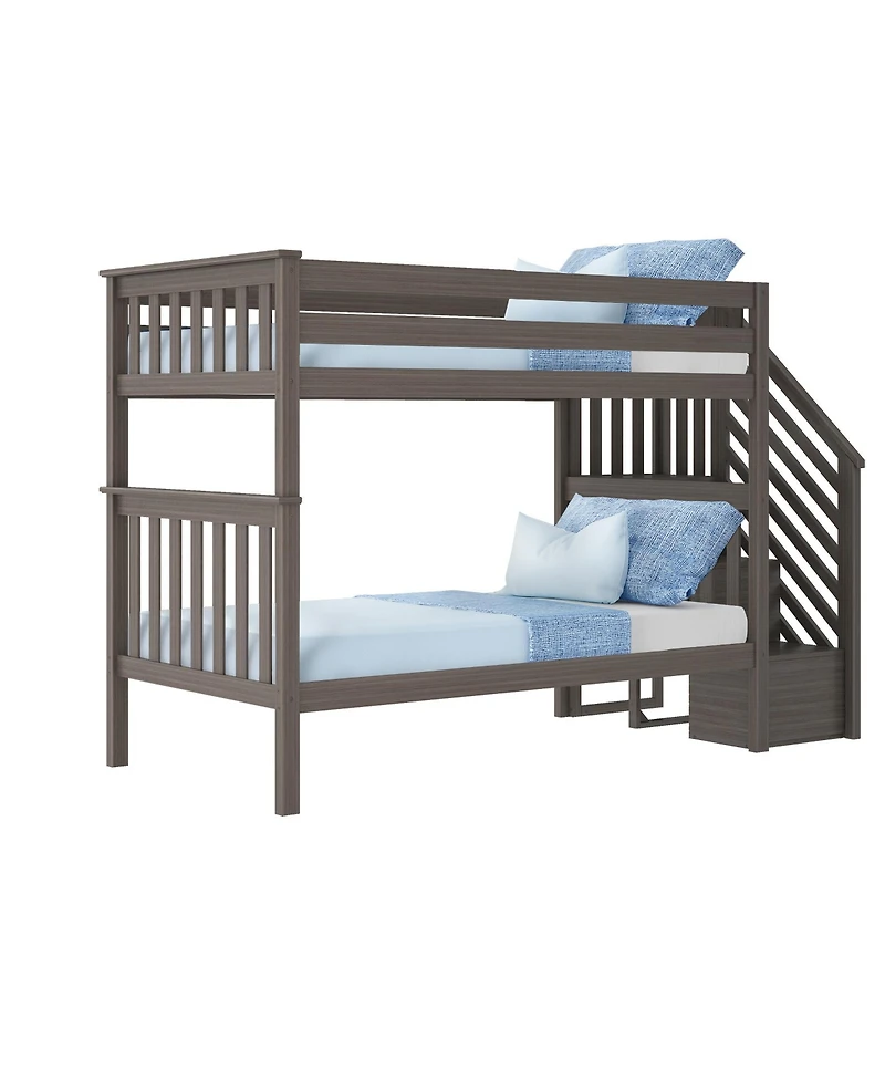 Max and Lily Bed Frame, Farmhouse Solid Wood Platform with Slatted Headboard