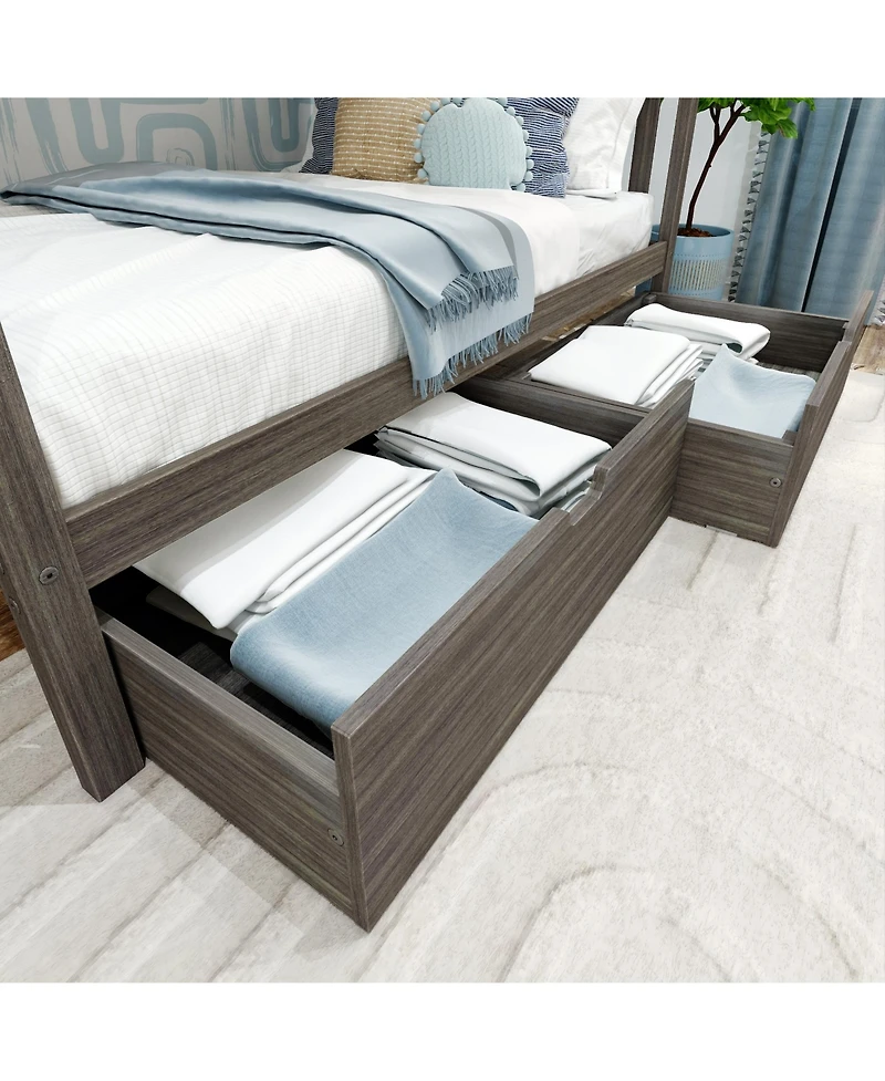 Max & Lily Full Bunk Bed With Ladder on End and Storage Drawers