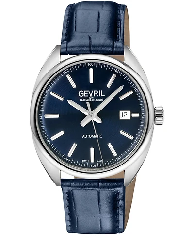Gevril Men's Five Points Swiss Italian Leather Strap Watch