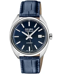 Gevril Men's Five Points Swiss Italian Leather Strap Watch