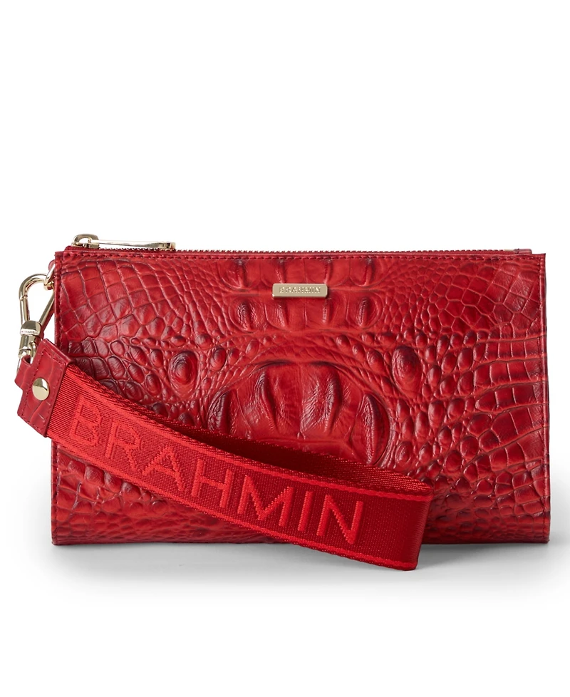 Brahmin Adia Croc-Embossed Small Zippered Wristlet