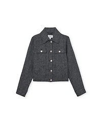 Reiss Women's Linen-Cotton Woven Trucker Jacket