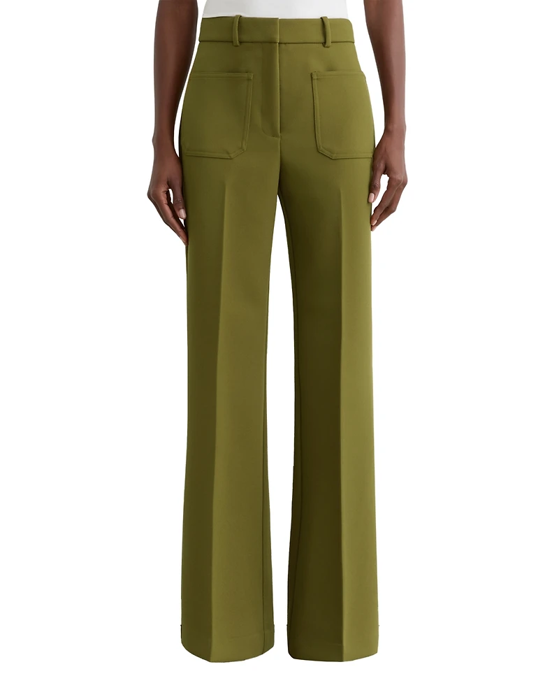 Reiss Women's Priya Twill High-Rise Flared Pants