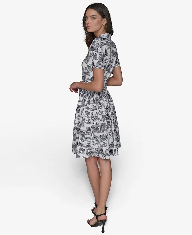 Karl Lagerfeld Paris Women's Toile Tie-Waist Dress