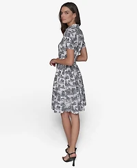 Karl Lagerfeld Paris Women's Toile Tie-Waist Dress