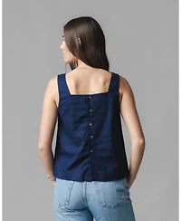 Hope & Henry Women's Linen Square Neck Tank