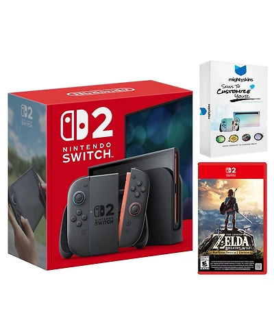Nintendo Switch 2 Video Game Console with Legend of Zelda Breath of the Wild and MightySkins Code Bundle