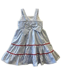 Blueberi Boulevard Girls' 2T-6X Stripe Embroidery Sundress and Bow, 2-Piece Set