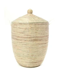 African Modern, Set of Three Solid White Hampers