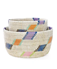 African Modern, Diagonal Diamond Nesting Storage Baskets, Set of 2