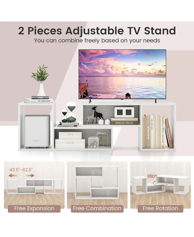 Sugift 2 Pieces Adjustable Tv Stand for TVs up to 55 Inch with Storage Cubes