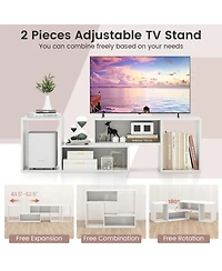 Sugift 2 Pieces Adjustable Tv Stand for TVs up to 55 Inch with Storage Cubes