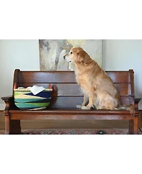 African Modern, Triangle Design Bolga Basket with Leather Handles