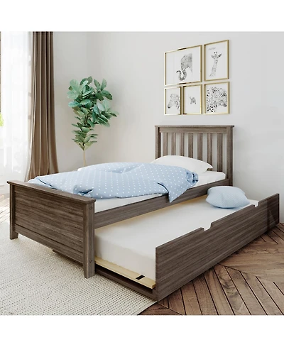 Max & Lily Bed Frame with Trundle, Classic Solid Wood Platform Storage