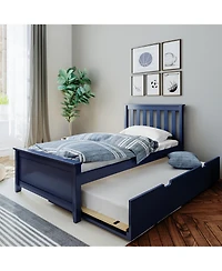 Max & Lily Bed Frame with Trundle, Classic Solid Wood Platform Storage