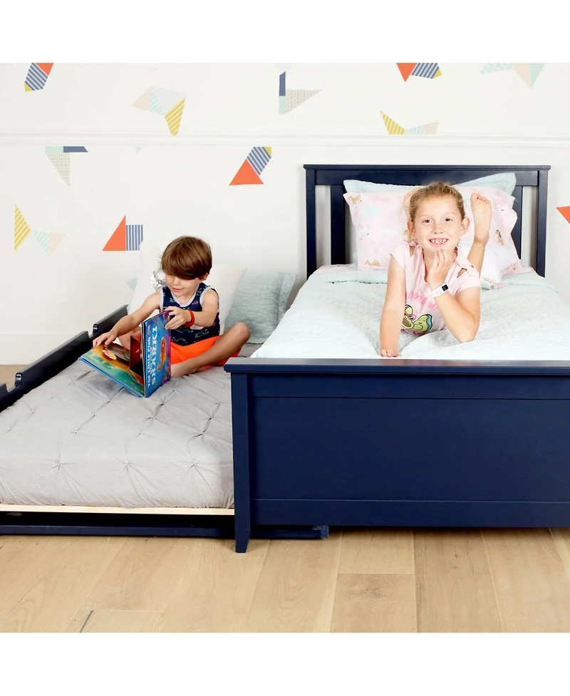 Max & Lily Bed Frame with Trundle, Classic Solid Wood Platform Storage