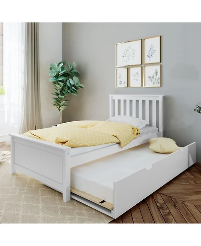 Max & Lily Bed Frame with Trundle, Classic Solid Wood Platform Storage