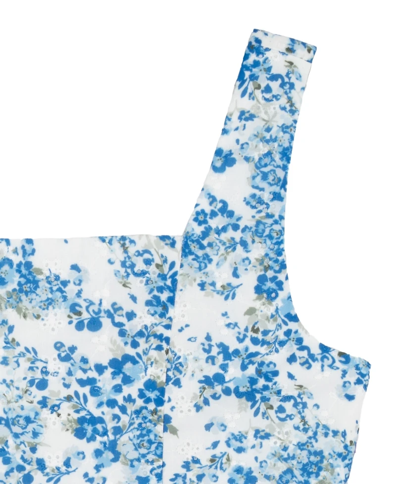 Rare Editions Girls 7-16 Printed Woven Eyelet Dress