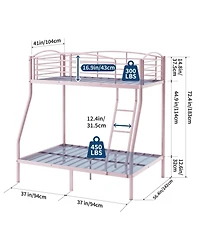 gaomon Bunk Bed, Metal Beds with Ladder and Guardrail,Heavy Duty Space Saving Design,Smooth Rounded Edges,Ideal for Dorms Small Rooms