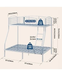 gaomon Twin Over Full Bunk Bed, Metal Beds with Ladder and Guardrail,Heavy Duty Space Saving Design,Smooth Rounded Edges