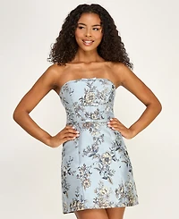 Seni & Cade Women's Polyester Floral Jacquard Strapless Dress