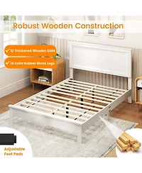 Slickblue Modern Platform Bed Frame with Tall Headboard, Strong Slat Support, Noise Free Design