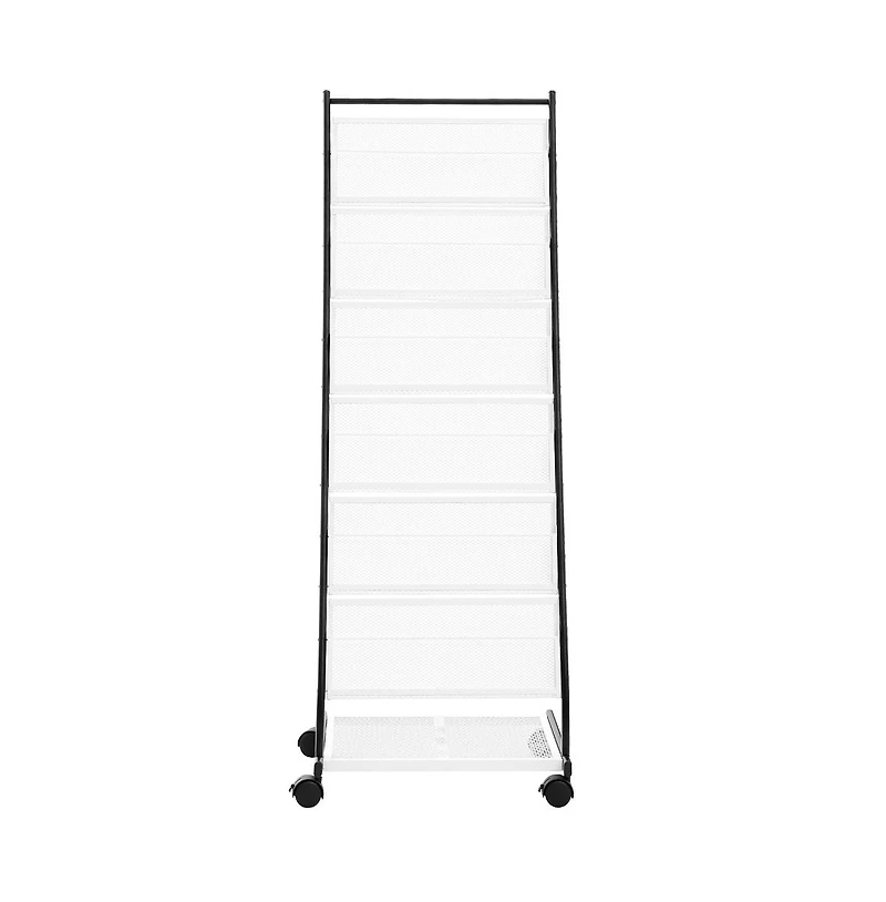 Sugift 6-Tier Brochure Display Rack on Wheels, Iron Floor Standing Literature Holder