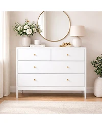 Rainsken 4-Drawer Kids Dresser, Wooden Toddler Dresser, Modern Baby Dressers Storage Organizer, for Nursery, Hallway and Office