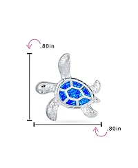 Bling Jewelry Nautical Created Opal Inlay Turtle Pendant Necklace .925 Sterling Silver