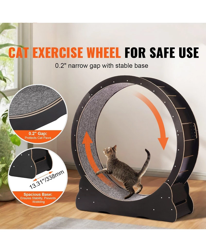 Cozito Cat Exercise Wheel 43 in Wooden Treadmill with Carpet