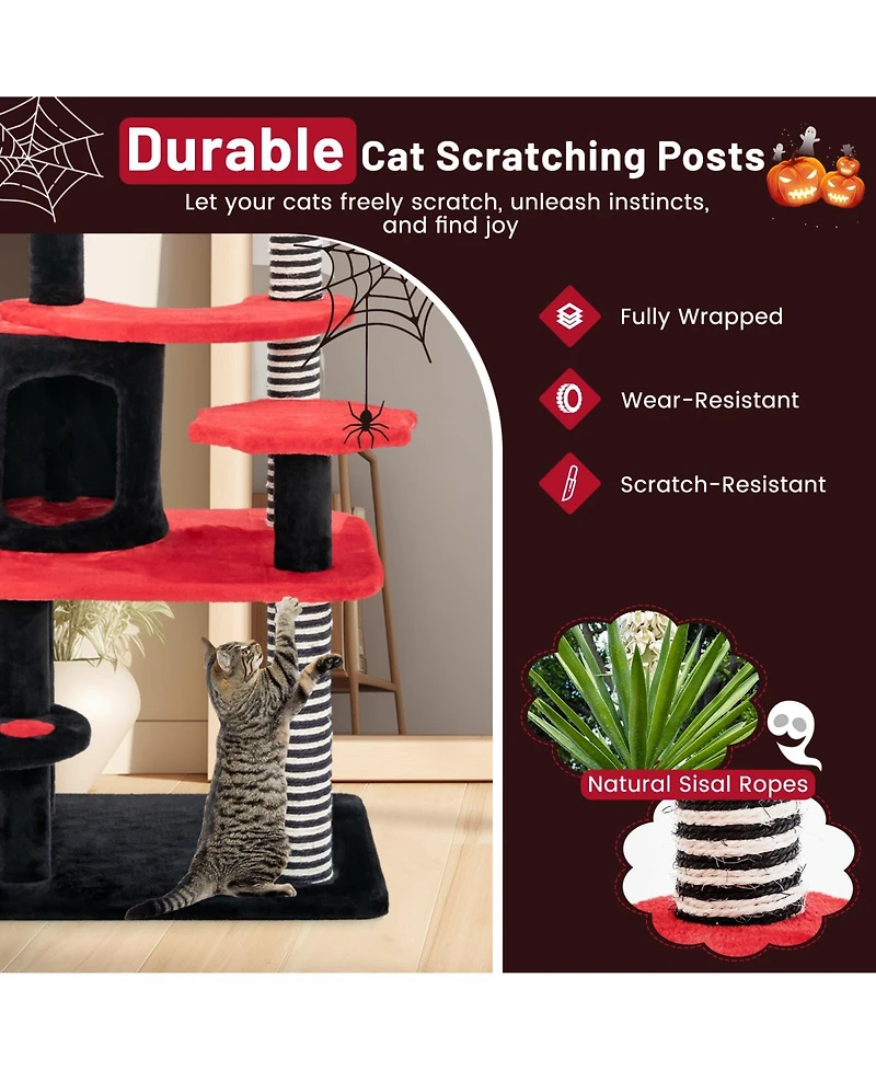 Cozito Cat Tree Gothic Style with Cat Bed Condo and Sisal Posts