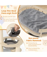 Cozito Cat Tree 5-Level Wooden with Padded Perch and Hammock