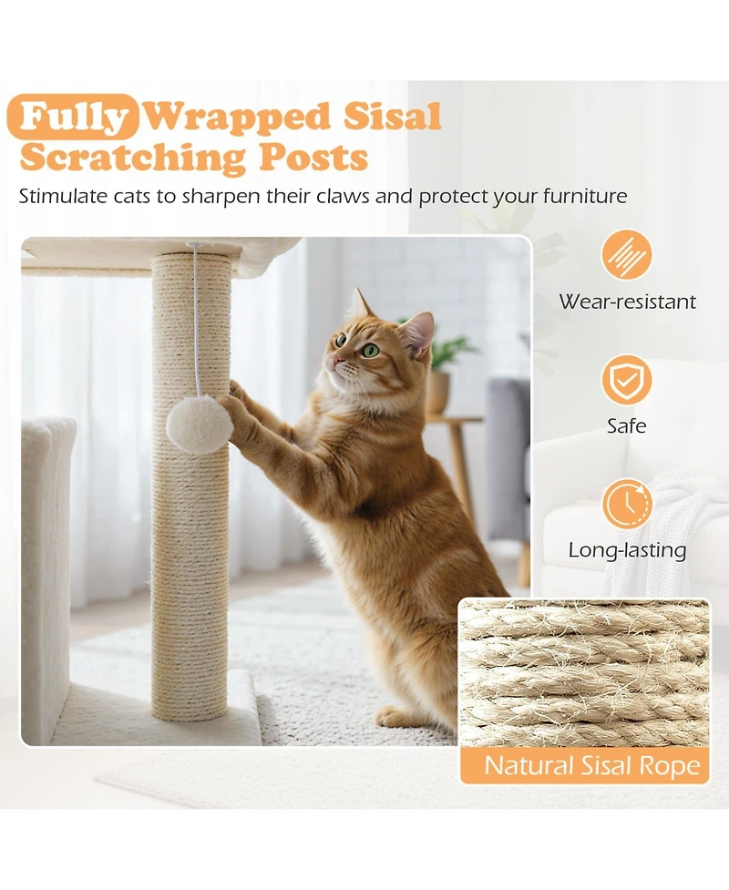 Cozito Cat Tree 19.5 in Small with Large Padded Plush Perch