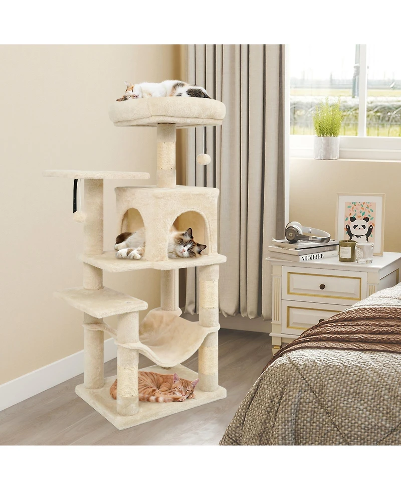 Cozito Cat Tower 44 in Multi-Level with 2-Door Condo and Perch