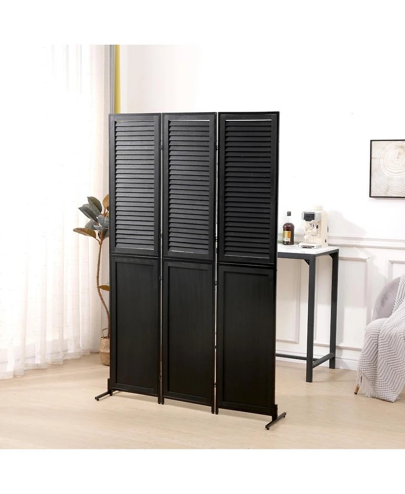 Rainsken 6Ft Tall Room Divider 3 Panel, Natural Wood Folding Privacy Screen, Freestanding Room Partition for Home and Office, Easy Assembly Room